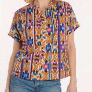 Elizabeth James the Label Colorful Geometric Print Women's Top New $185